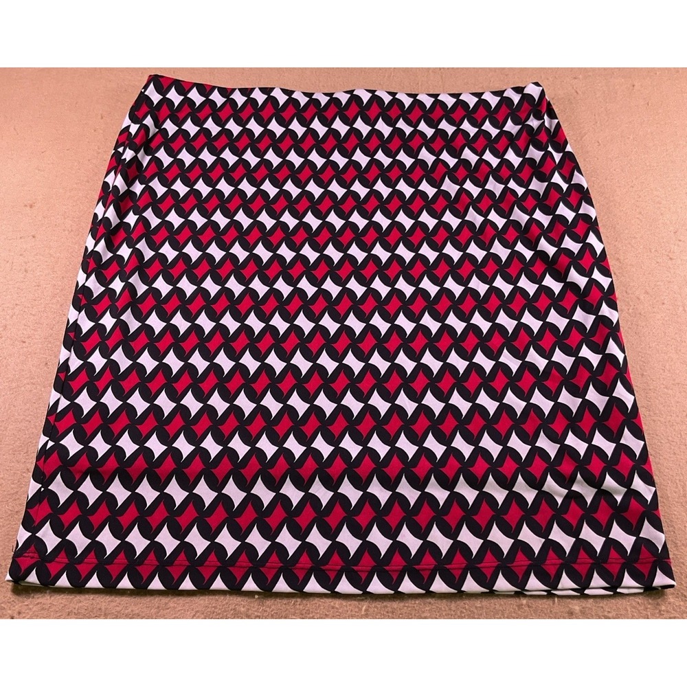 Karen Kane Womens XL Skirt Black White Red Geometric Diamond Knee
